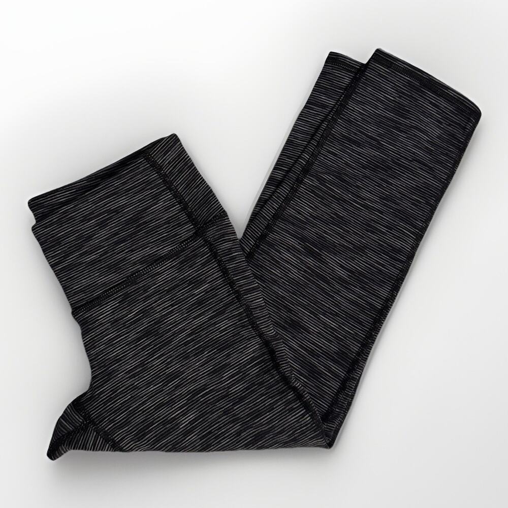 Athleta Chaturanga Stripe Leggings XS Black Gray Crop Yoga Gym